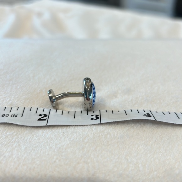 Valerio Garati Blue and Silver Tie 100% Silk and Cufflinks - Picture 13 of 13